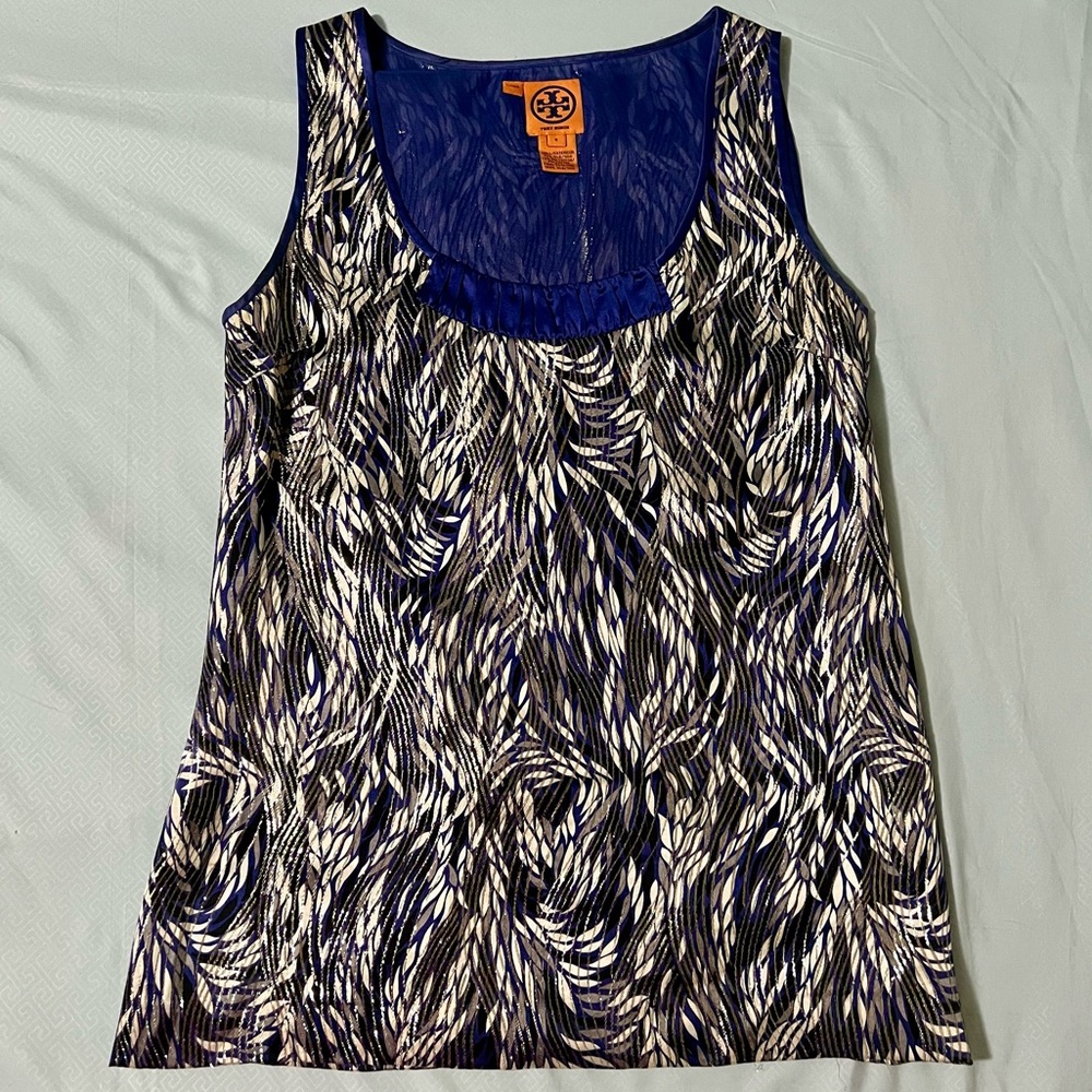 Tory Burch Purple and Silver Sleeveless Tank Top size 6